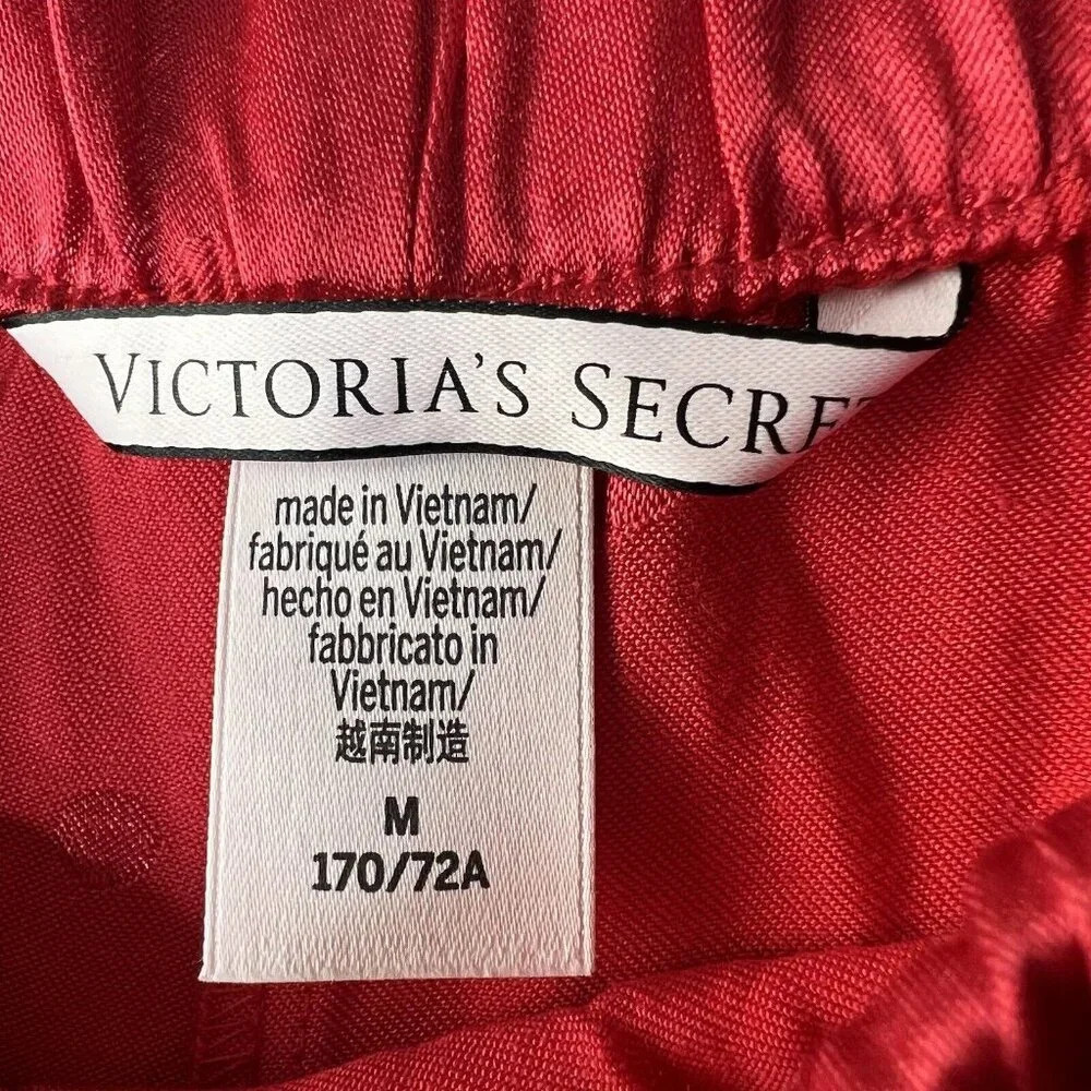 Victoria’s Secret Satin Silky Red Pajama Pants Pila Dot With Pockets Sz M - Picture 7 of 10